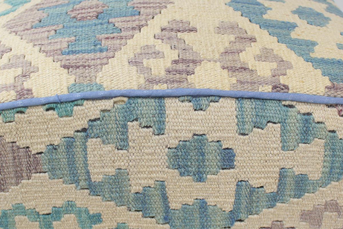 handmade Traditional Ottoman Beige Blue Hand-made SQUARE handmade ottoman pouf