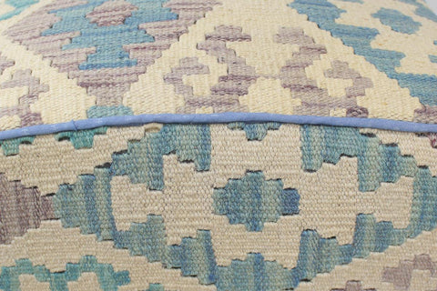 handmade Traditional Ottoman Beige Blue Hand-made SQUARE handmade ottoman pouf