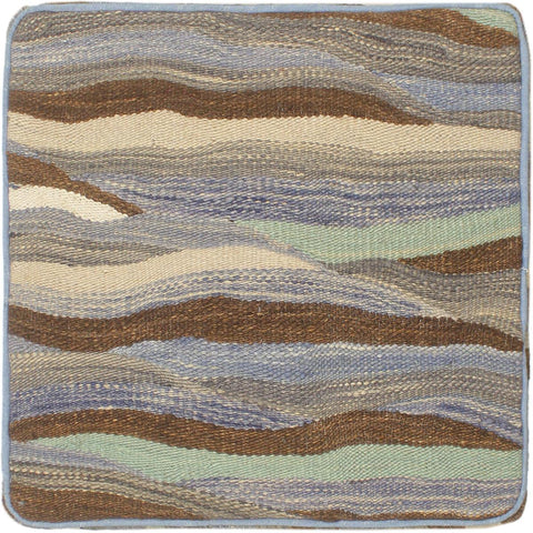 handmade Modern Ottoman Blue Beige Hand-made SQUARE handmade ottoman pouf