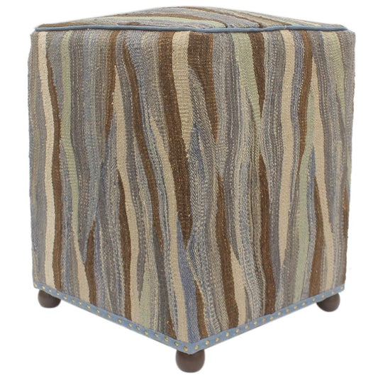 handmade Modern Ottoman Blue Beige Hand-made SQUARE handmade ottoman pouf15 x 15 x 21