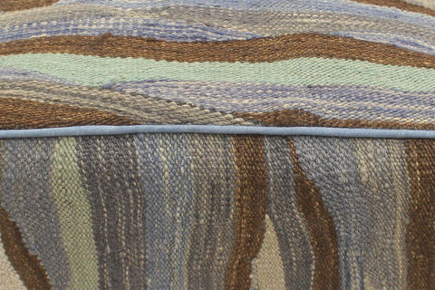 handmade Modern Ottoman Blue Beige Hand-made SQUARE handmade ottoman pouf