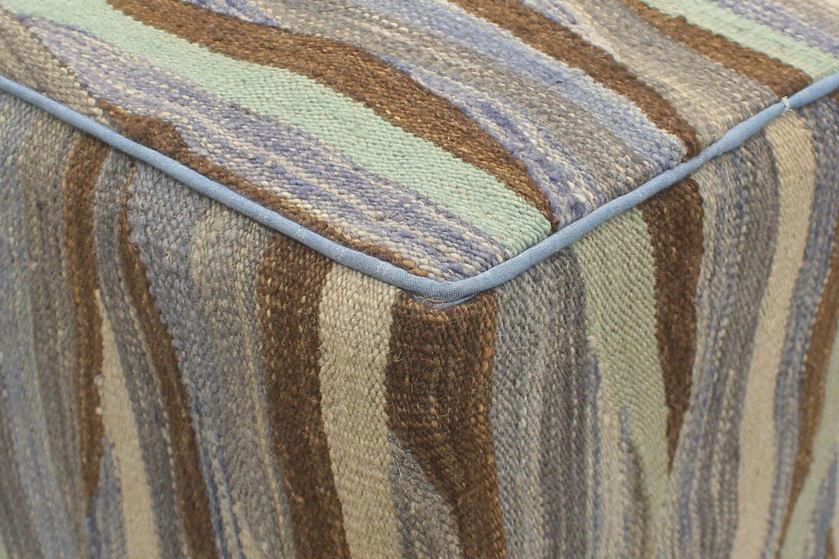 handmade Modern Ottoman Blue Beige Hand-made SQUARE handmade ottoman pouf