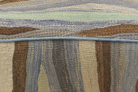 handmade Modern Ottoman Blue Beige Hand-made SQUARE handmade ottoman pouf