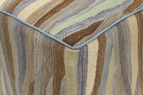 handmade Modern Ottoman Blue Beige Hand-made SQUARE handmade ottoman pouf