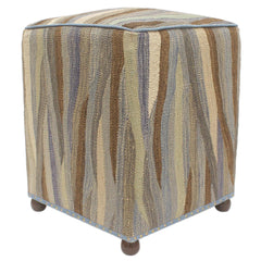 handmade Modern Ottoman Blue Beige Hand-made SQUARE handmade ottoman pouf15 x 15 x 21