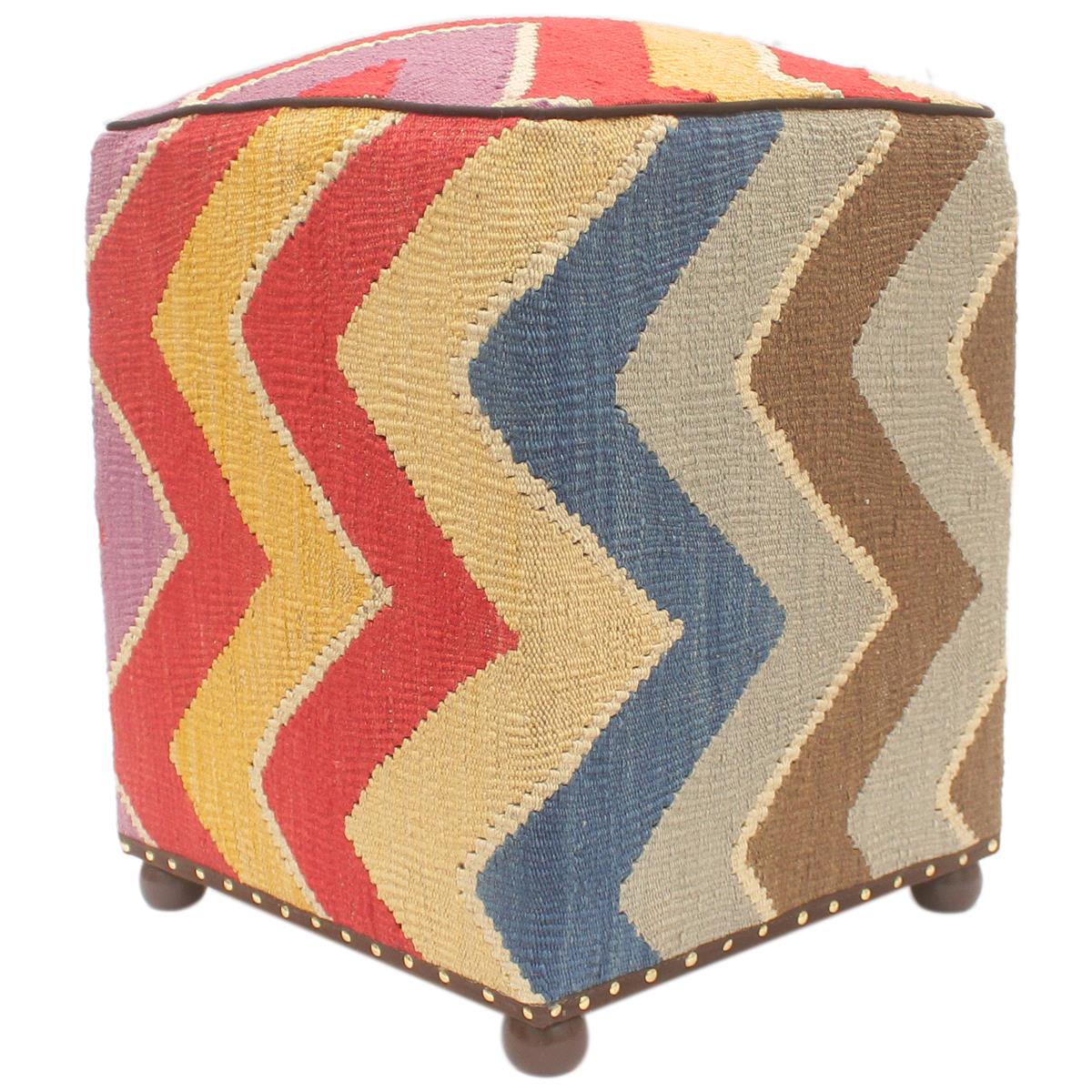 handmade Modern Ottoman Red Blue Hand-made SQUARE handmade ottoman pouf15 x 15 x 21