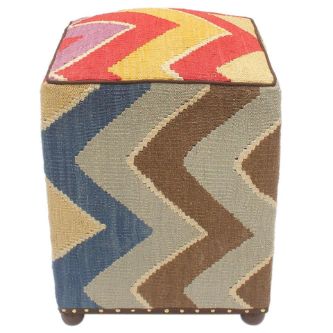 handmade Modern Ottoman Red Blue Hand-made SQUARE handmade ottoman pouf
