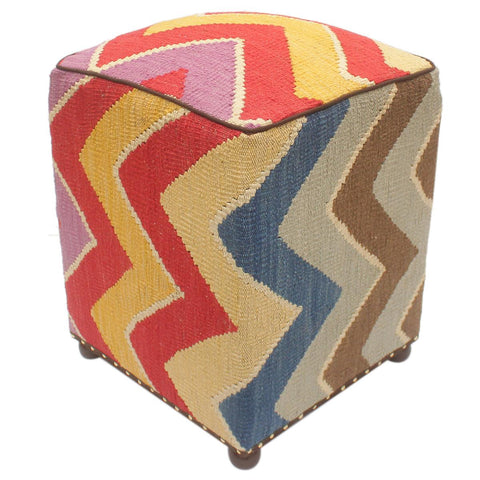 handmade Modern Ottoman Red Blue Hand-made SQUARE handmade ottoman pouf