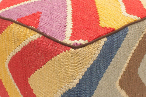 handmade Modern Ottoman Red Blue Hand-made SQUARE handmade ottoman pouf