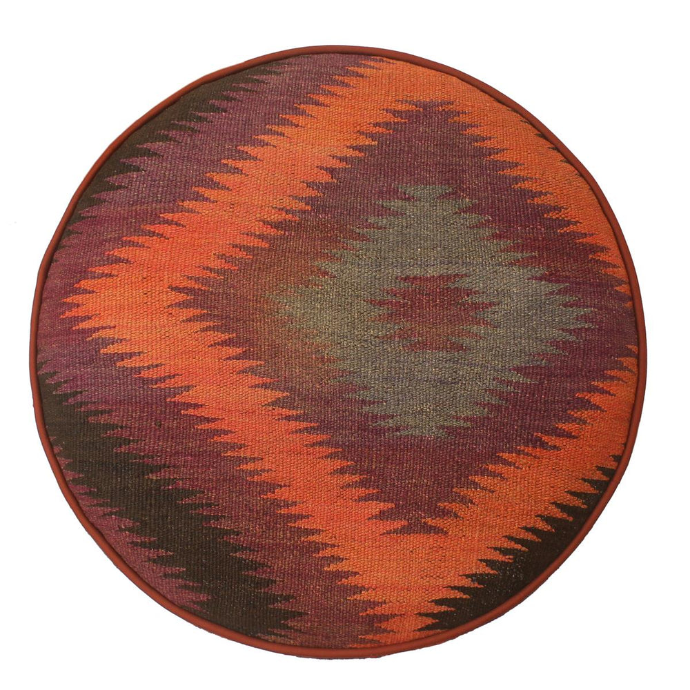 handmade Traditional Victorianot Rust Blue Hand-made ROUND JAQUARD area rug  23 x 23 x 18