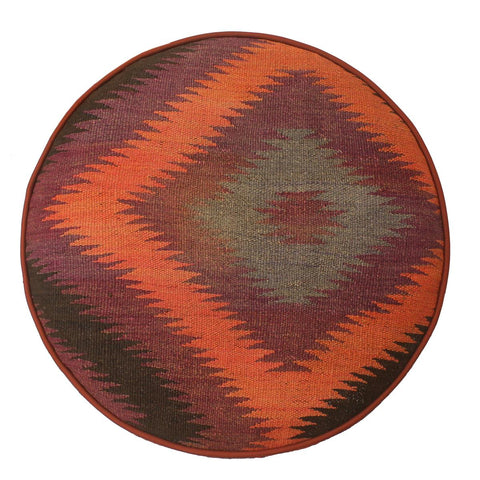 handmade Traditional Victorianot Rust Blue Hand-made ROUND JAQUARD area rug  23 x 23 x 18