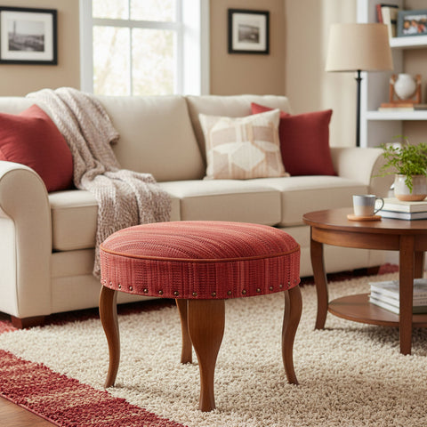 handmade Modern Victorianot Red Red Hand-made RECTANGLE Vegetable dyed wool and wood  24 x 24 x 19