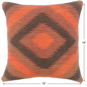 handmade Tribal Turkish Antique Rust Black Hand-Woven SQUARE 100% WOOL pillow