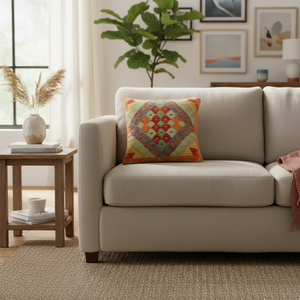 Shabby Chic Turkish Coombs Hand Woven Kilim Pillow