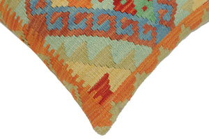 handmade Tribal Turkish Antique Rust Blue Hand-Woven SQUARE 100% WOOL pillow