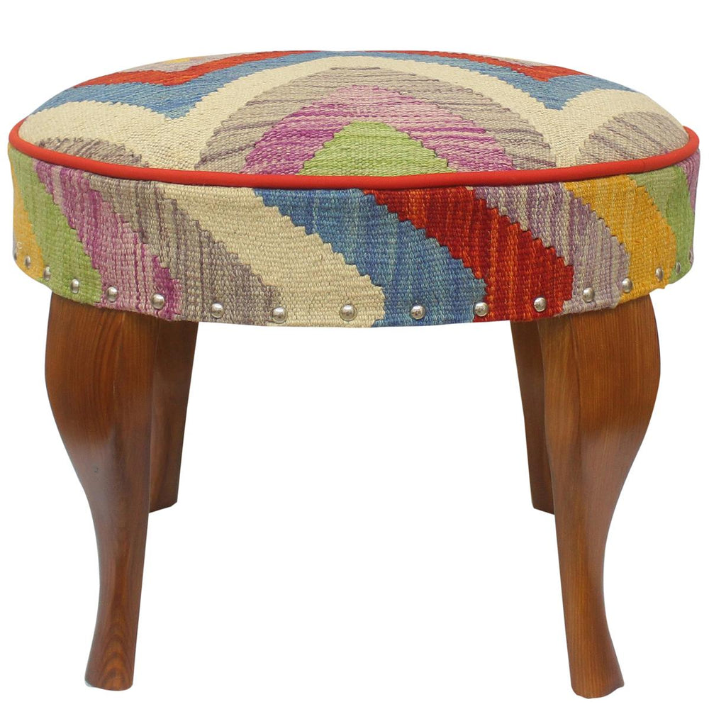handmade Modern Victorianot Rust Blue Hand-made ROUND Vegetable dyed wool and wood  23 x 23 x 18