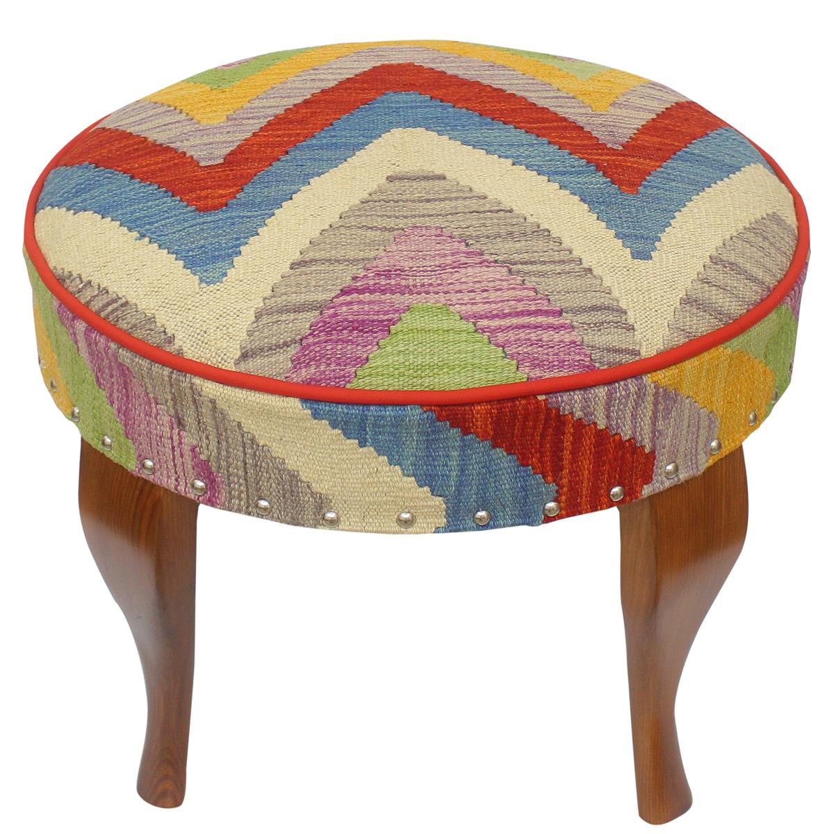 handmade Modern Victorianot Rust Blue Hand-made ROUND Vegetable dyed wool and wood  23 x 23 x 18