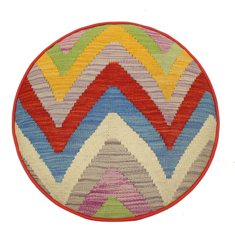 handmade Modern Victorianot Rust Blue Hand-made ROUND Vegetable dyed wool and wood  23 x 23 x 18