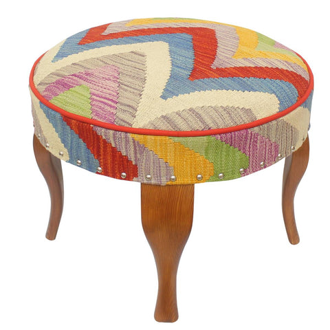 handmade Modern Victorianot Rust Blue Hand-made ROUND Vegetable dyed wool and wood  23 x 23 x 18