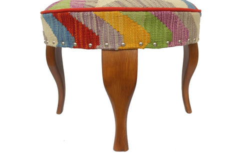 handmade Modern Victorianot Rust Blue Hand-made ROUND Vegetable dyed wool and wood  23 x 23 x 18