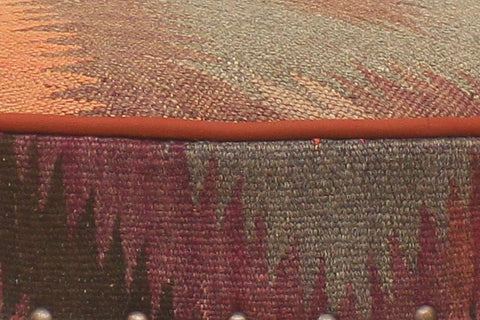 handmade Traditional Victorianot Orange Gray Hand-made ROUND Vegetable dyed wool and wood  