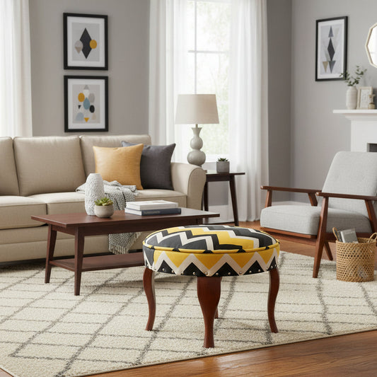 handmade Modern Victorianot Gray Yellow Hand-made ROUND VELVET area rug  