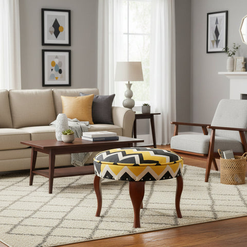 handmade Modern Victorianot Gray Yellow Hand-made ROUND VELVET area rug  
