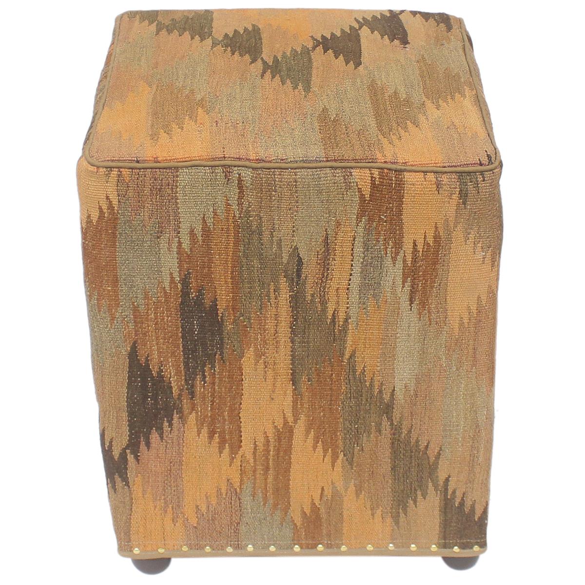 handmade Traditional Ottoman Orange Brown Hand-made SQUARE handmade ottoman pouf