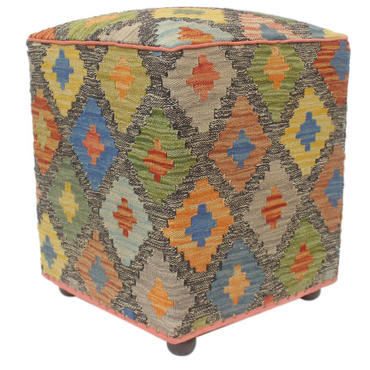 handmade Traditional Ottoman Gray Rust Hand-made SQUARE handmade ottoman pouf15 x 15 x 21