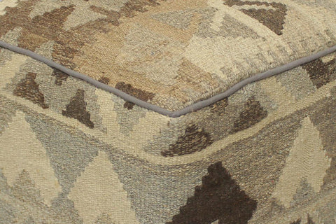 handmade Traditional Ottoman Beige Gray Hand-made SQUARE handmade ottoman pouf