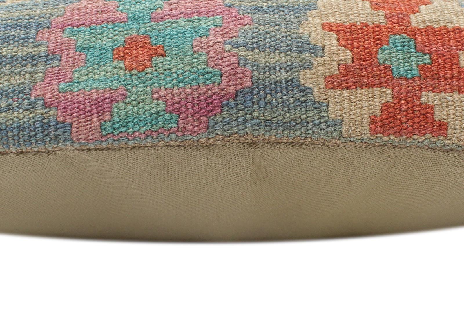 handmade Tribal Turkish Antique Red Blue Hand-Woven SQUARE 100% WOOL pillow