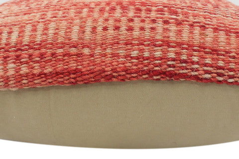handmade Modern Red Beige Hand-Woven SQUARE 100% WOOL Pillow