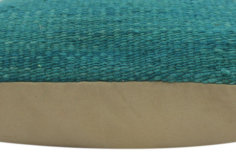 handmade Modern Green Green Hand-Woven SQUARE 100% WOOL Pillow