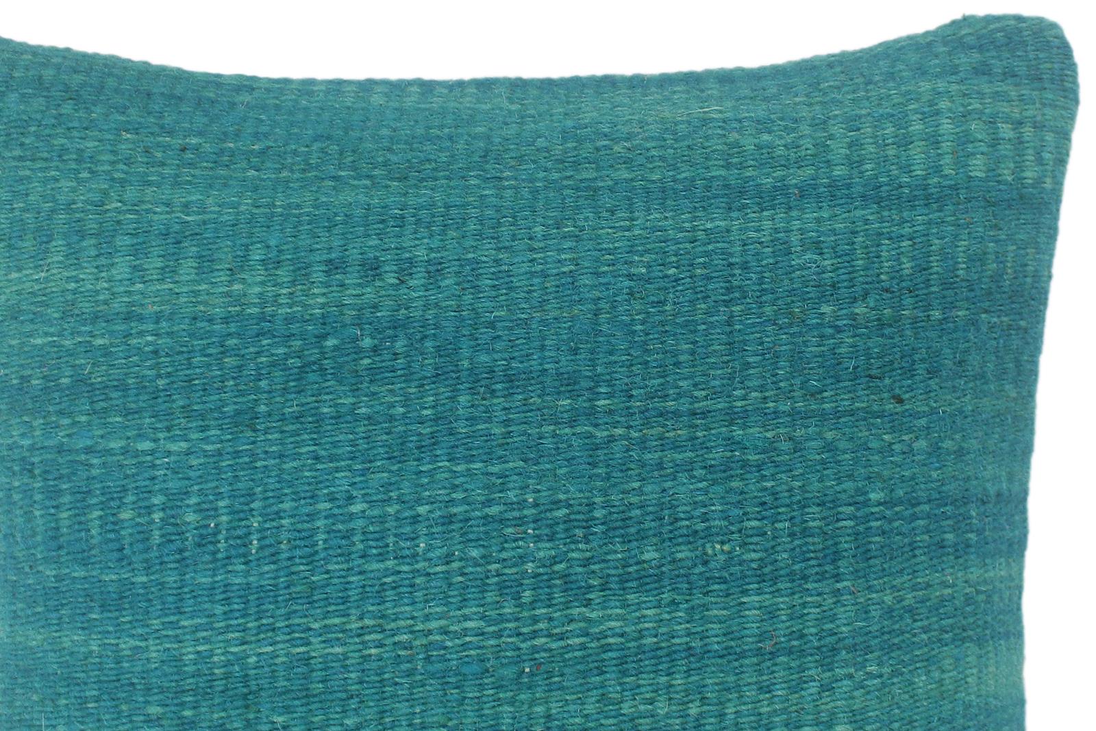 handmade Modern Green Green Hand-Woven SQUARE 100% WOOL Pillow
