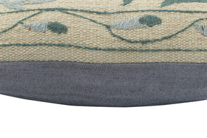 handmade  Pillow Beige Green Hand-Woven SQUARE 100% Wool Suzani Throw Pillow