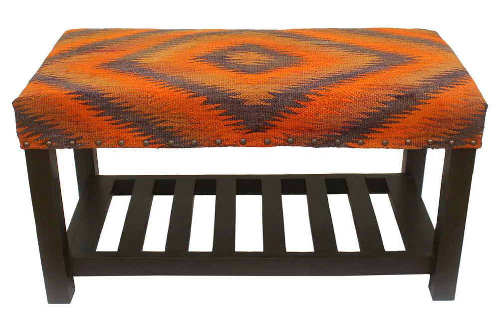 handmade Traditional Shoe Rack Rust Purple Hand-made RECTANGLE Vegetable dyed wool and wood  