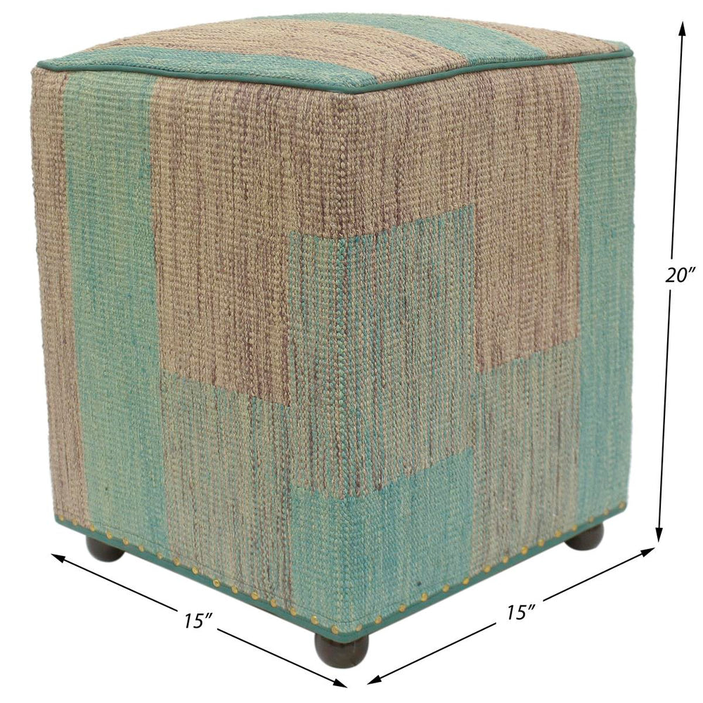 handmade Modern Ottoman Green Purple Hand-made SQUARE handmade ottoman pouf