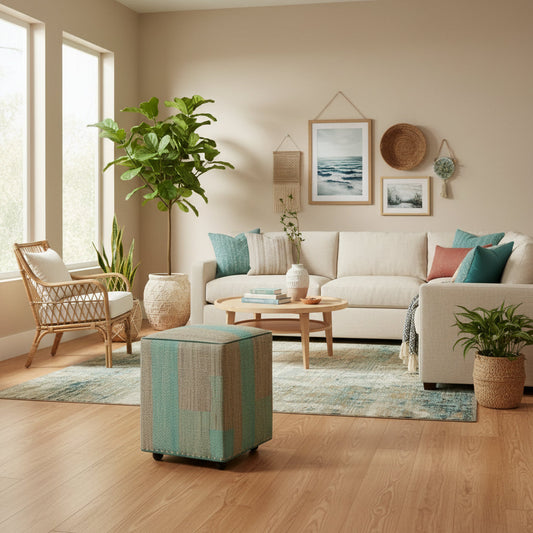 handmade Modern Ottoman Green Purple Hand-made SQUARE handmade ottoman pouf