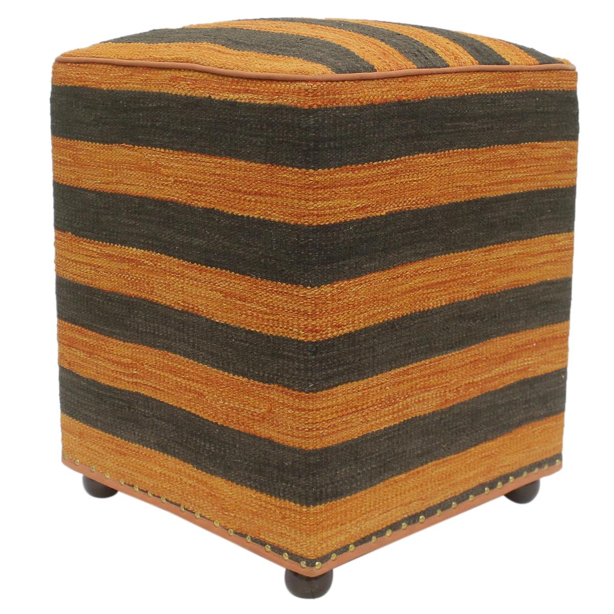 handmade Modern Ottoman Orange Black Hand-made SQUARE handmade ottoman pouf15 x 15 x 20