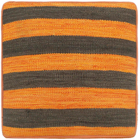handmade Modern Ottoman Orange Black Hand-made SQUARE handmade ottoman pouf
