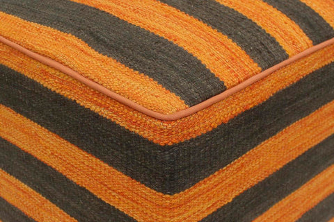 handmade Modern Ottoman Orange Black Hand-made SQUARE handmade ottoman pouf