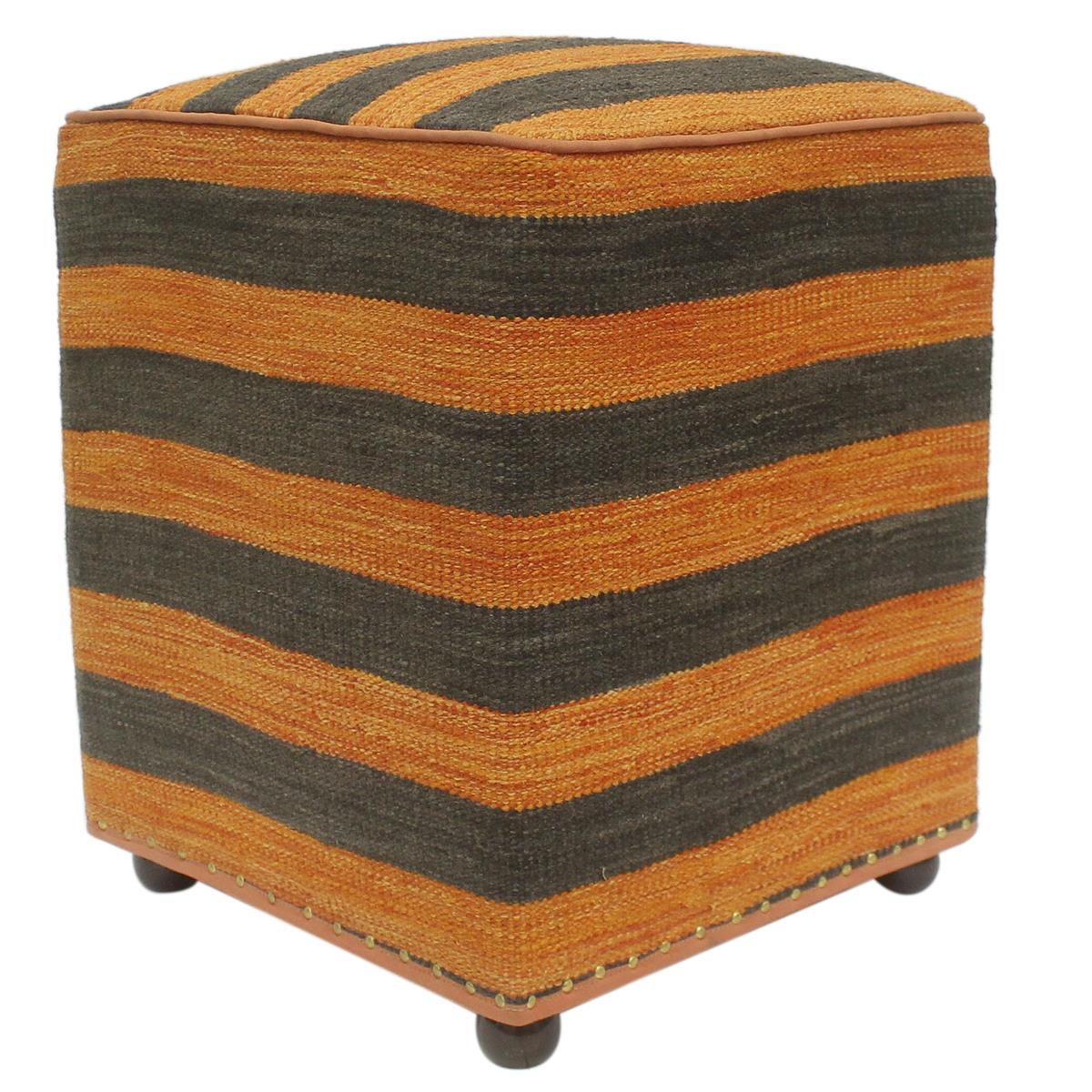 handmade Modern Ottoman Orange Black Hand-made SQUARE handmade ottoman pouf15 x 15 x 20