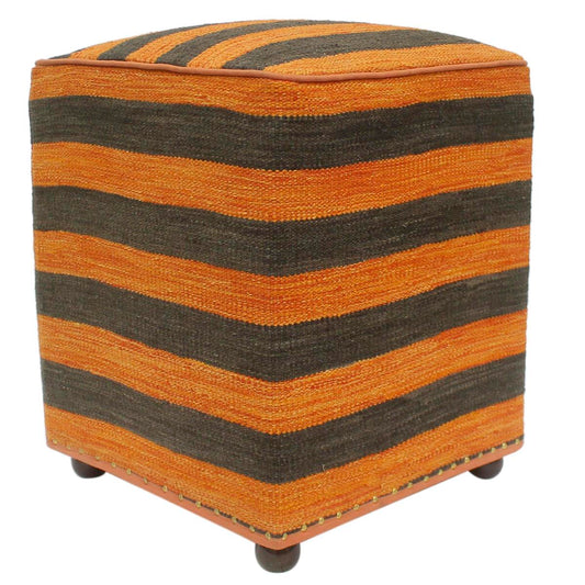 handmade Modern Ottoman Orange Black Hand-made SQUARE handmade ottoman pouf15 x 15 x 20