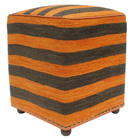handmade Modern Ottoman Orange Black Hand-made SQUARE handmade ottoman pouf15 x 15 x 20