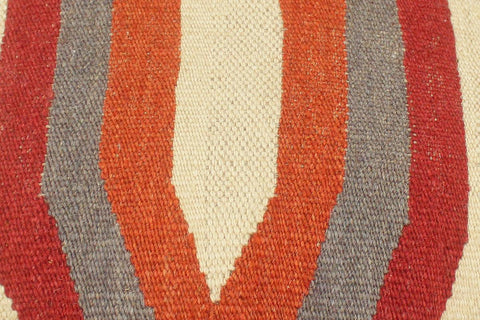 handmade Modern Ottoman Rust Red Hand-made ROUND Vegetable dyed wool and wood  