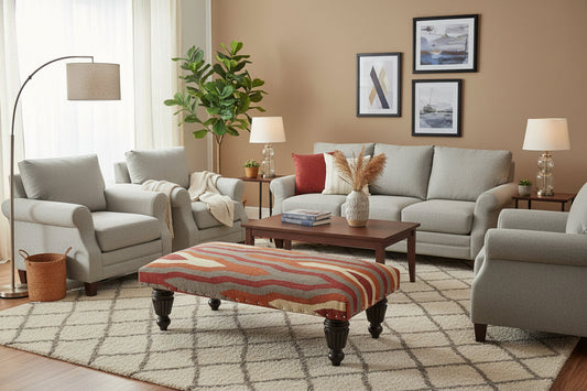 handmade Modern Settees Rust Red Hand-made RECTANGLE Vegetable dyed wool and wood  