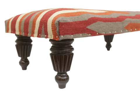 handmade Modern Settees Rust Red Hand-made RECTANGLE Vegetable dyed wool and wood  