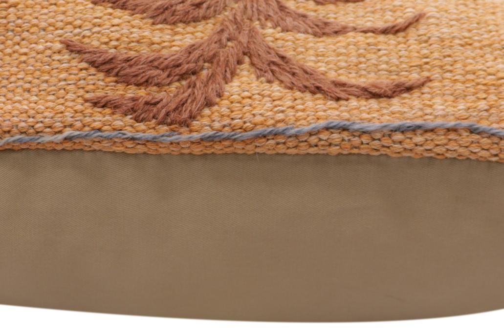 handmade Traditional Pillow Orange Red Hand-Woven SQUARE 100% WOOL Handmade pillow