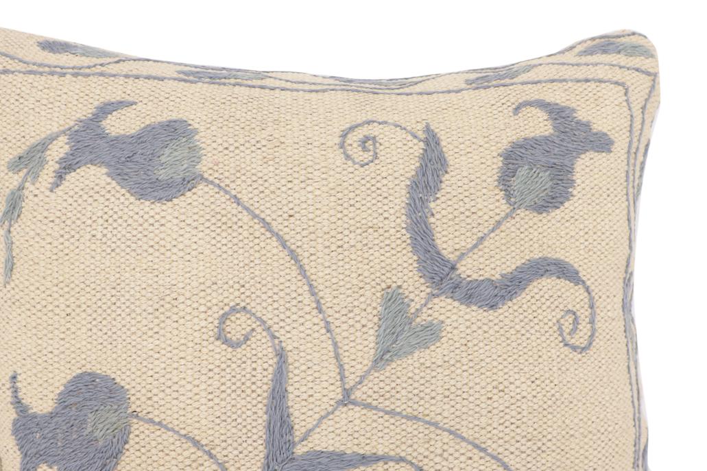 handmade Traditional Pillow Beige Blue Hand-Woven SQUARE 100% WOOL Handmade pillow