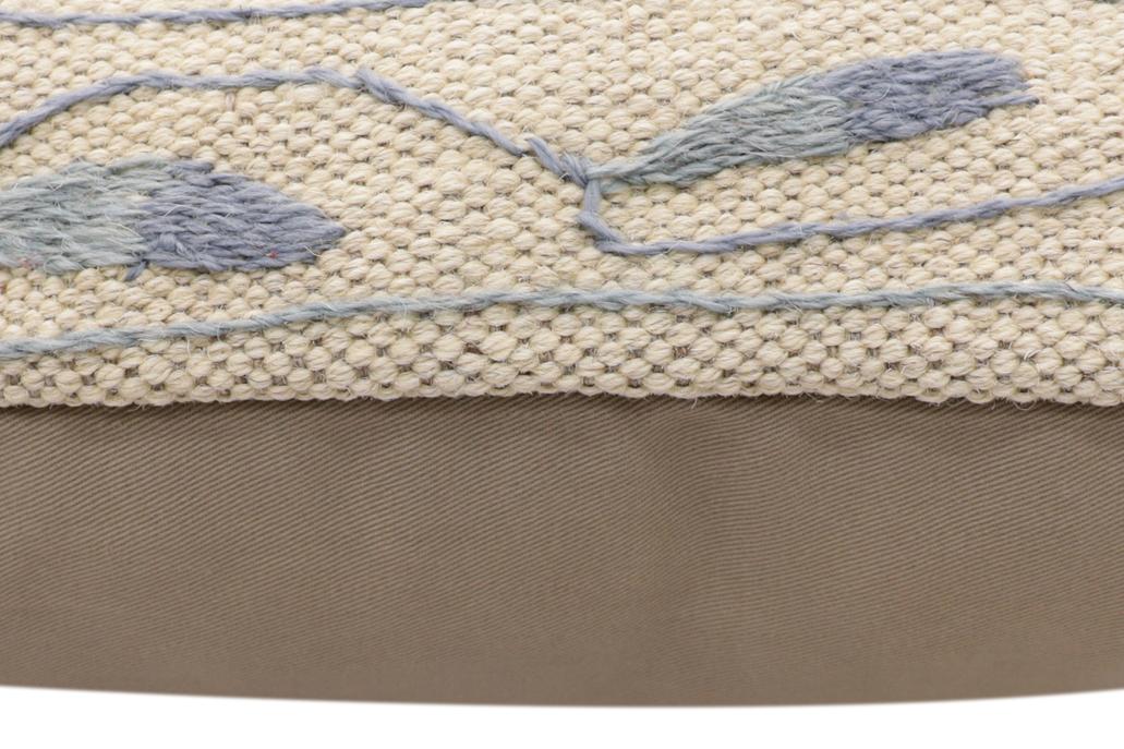 handmade Traditional Pillow Beige Blue Hand-Woven SQUARE 100% WOOL Handmade pillow